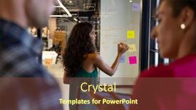  Presentation with business casual - Presentation design having diverse-male-and-female-colleagues background and a tawny brown colored foreground