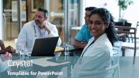  Presentation with face masks - Beautiful PPT layouts featuring diverse-male-and-female-doctors backdrop and a teal colored foreground