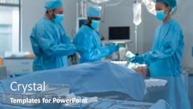  Presentation with surgical masks - Presentation theme having diverse-male-and-female-doctors background and a teal colored foreground