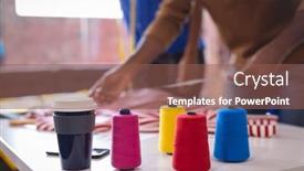  Presentation with design work - Slide deck having diverse-male-and-female-fashion background and a violet colored foreground