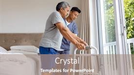  Presentation with diverse medical - Slide set with diverse-male-doctor-advising and a coral colored foreground