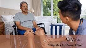  Presentation with diverse medical - Slides with diverse-male-doctor-discussing-medication background and a coral colored foreground