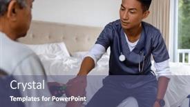  Presentation with diverse medical - Presentation theme consisting of diverse-male-doctor-discussing-medication background and a ocean colored foreground