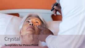  Presentation with eye medical - PPT theme having diverse-male-doctor-examining-eye background and a coral colored foreground