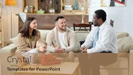  Presentation with diverse family - Presentation with diverse-man-and-happy-family background and a coral colored foreground