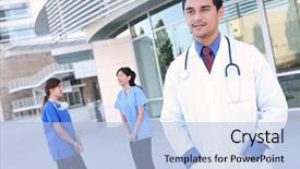  Presentation with diverse medical - Presentation design having diverse man and woman medical background and a light blue colored foreground