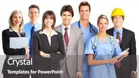  Presentation with nurses - Colorful slides enhanced with diverse medical staff - business people builders nurses doctors backdrop and a dark gray colored foreground