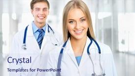  Presentation with diverse medical - Slides featuring diverse medical staff - female doctor with her colleague background and a  colored foreground