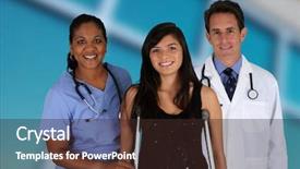  Presentation with nurses - Audience pleasing slide deck consisting of patient diversity - group of doctors and nurses backdrop and a tawny brown colored foreground