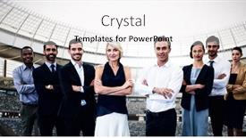  Presentation with goal - Amazing theme having diverse smiling business team against rugby goal post on a sunny day in the stadium backdrop and a white colored foreground