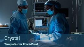  Presentation with face masks - Slide deck featuring diverse-surgeons-with-face-masks background and a ocean colored foreground