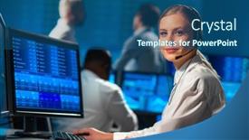  Presentation with global strategy - Colorful slide deck enhanced with diverse-team-of-brokers-workin backdrop and a ocean colored foreground