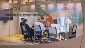  Presentation with modern - Presentation theme having diverse-team-of-business-experts and a coral colored foreground