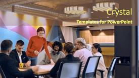  Presentation with team - PPT layouts consisting of diverse-team-of-business-experts background and a tawny brown colored foreground