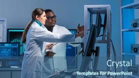  Presentation with microprocessor - Audience pleasing PPT layouts consisting of diverse-team-of-microelectronic-engineers backdrop and a ocean colored foreground