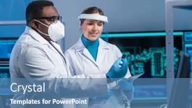  Presentation with microprocessor - Audience pleasing theme consisting of diverse-team-of-microelectronic-engineers backdrop and a teal colored foreground