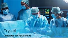  Presentation with healthcare patient technology - Slides consisting of diverse-team-of-professional-medical background and a cyan colored foreground