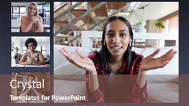  Presentation with diverse women - Presentation with diverse-women-and-man background and a tawny brown colored foreground