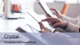  Presentation with diverse young adults - Beautiful theme featuring diverse young adults - group of business people backdrop and a light blue colored foreground