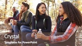  Presentation with forest patches in africa - Slides with diverse young people - friends sit on a fallen background and a tawny brown colored foreground