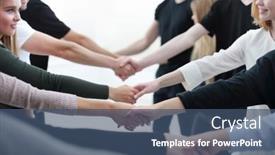  Presentation with diverse people - PPT theme with diverse-young-people-shaking-hands background and a  colored foreground