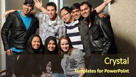  Presentation with diverse students - Colorful PPT theme enhanced with diversidad cultural - group of diverse students smiling backdrop and a tawny brown colored foreground