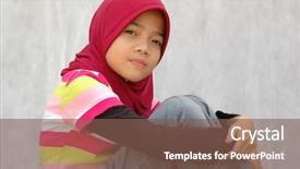  Presentation with cultural - Audience pleasing PPT layouts consisting of diversidad cultural - little muslim girl backdrop and a violet colored foreground