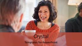  Presentation with middle ages portrait - Beautiful slides featuring diversidad cultural - middle aged woman meeting friends backdrop and a red colored foreground