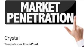  Presentation with market - Presentation theme with diversification - businessman pressing button background and a white colored foreground