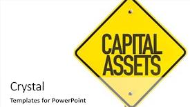  Presentation with assets - Cool new presentation theme with diversification - capital assets sign isolated backdrop and a white colored foreground