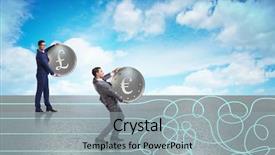  Presentation with path - Amazing PPT theme having diversification - currency concept with businessman backdrop and a light gray colored foreground