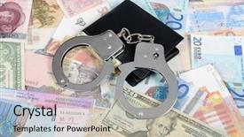  Presentation with diversification - Audience pleasing PPT layouts consisting of diversification - currency from world with handcuffs backdrop and a light gray colored foreground