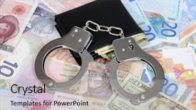  Presentation with diversification - PPT theme consisting of diversification - currency from world with handcuffs background and a light gray colored foreground