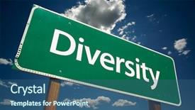  Presentation with diversification - Slide deck consisting of diversification - diversity road sign with dramatic background and a ocean colored foreground
