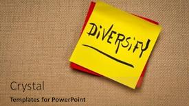  Presentation with diversify - Slide deck having diversify-advice-or-reminder-note background and a coral colored foreground