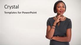  Presentation with african american business - Theme featuring diversity - african-american business woman background and a sky blue colored foreground