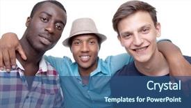  Presentation with pure white - Beautiful PPT layouts featuring american diversity - three young friends happy backdrop and a ocean colored foreground