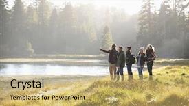  Presentation with friends - Amazing PPT layouts having five friends walking near backdrop and a yellow colored foreground