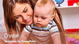  Presentation with toothpaste little kid boy brushing - Cool new slides with baby boy plying with puzzle backdrop and a red colored foreground