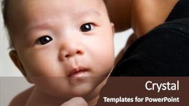  Presentation with cute baby - Beautiful presentation theme featuring shot of an asian mother with her cute baby backdrop and a tawny brown colored foreground