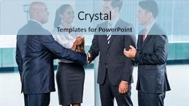  Presentation with diversity business ethics - Amazing PPT theme having diversity business team concluding contract backdrop and a light blue colored foreground