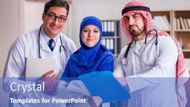  Presentation with diversity - Cool new slides with diversity-concept-with-doctors backdrop and a teal colored foreground