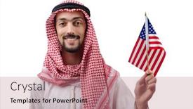  Presentation with diversity - Amazing slide deck having diversity concept with young arab backdrop and a coral colored foreground