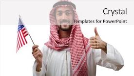  Presentation with diversity - Slide deck with diversity concept with young arab background and a light gray colored foreground