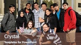  Presentation with diverse students - Audience pleasing presentation theme consisting of diversity education - diverse group of students backdrop and a tawny brown colored foreground