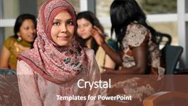  Presentation with diverse students - Colorful presentation design enhanced with diversity education - islamic young woman with diverse backdrop and a tawny brown colored foreground