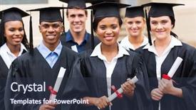  Presentation with diploma - Theme having diversity education - portrait of multiracial graduates holding background and a tawny brown colored foreground