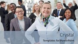  Presentation with diversity - Presentation theme enhanced with diversity-group-people-team-team background and a light blue colored foreground