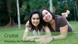  Presentation with diversity - PPT layouts featuring diversity health - beautiful asian mother and daughter background and a seafoam green colored foreground
