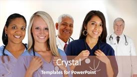  Presentation with nurses - PPT theme enhanced with diversity health - group of doctors and nurses background and a  colored foreground